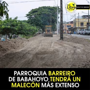 PARROQUIA BARREIRO DE BABAHOYO TENDRÁ UN MALECÓN MÁS EXTENSO