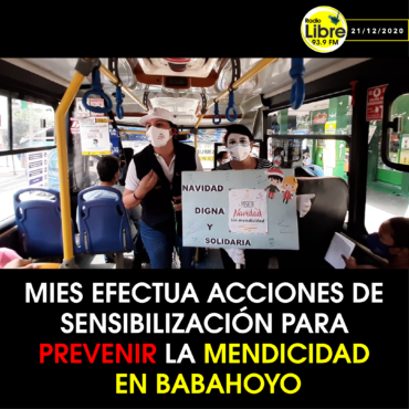 MIES EFECTÚA ACCIONES DE SENSIBILIZACIÓN PARA PREVENIR LA MENDICIDAD EN BABAHOYO