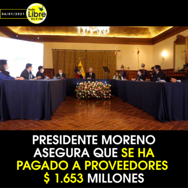PRESIDENTE MORENO ASEGURA QUE SE HA PAGADO A PROVEEDORES $1.653