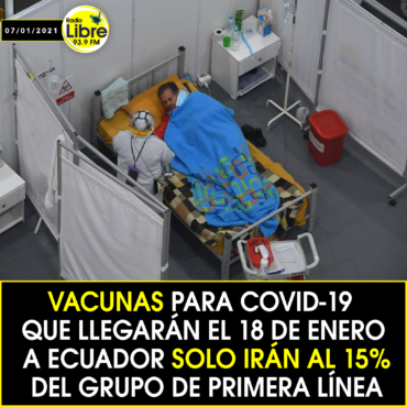 VACUNAS PARA COVID-19 SOLO IRÁN  AL 15% DEL GRUPO DE PRIMERA LÍNEA