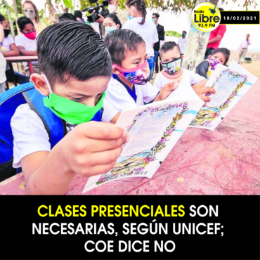 CLASES PRESENCIALES SON NECESARIAS, SEGÚN UNICEF; COE DICE NO