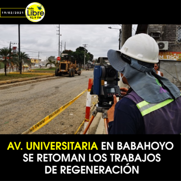 AV. UNIVERSITARIA EN BABAHOYO SE RETOMAN LOS TRABAJOS DE REGENERACIÓN