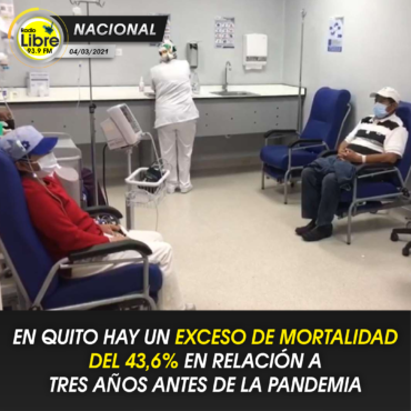 EN QUITO HAY UN EXCESO DE MORTALIDAD DEL 43,6% EN RELACIÓN A TRES AÑOS ANTES DE LA PANDEMIA