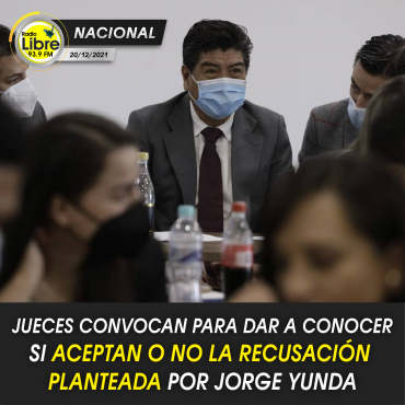 JUEVES CONVOCAN PARA DAR A CONOCER SI ACEPTAN O NO LA RECUSACIÓN PLANTEADA POR JORGE YUNDA